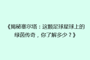 《揭秘塞尔塔：这颗足球星球上的绿茵传奇，你了解多少？》
