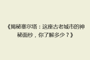 《揭秘塞尔塔：这座古老城市的神秘面纱，你了解多少？》