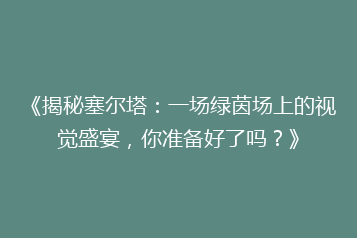 《揭秘塞尔塔:一场绿茵场上的视觉盛宴,你准备好了吗?》