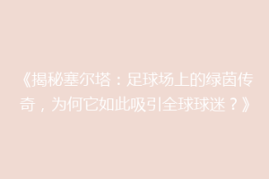 《揭秘塞尔塔：足球场上的绿茵传奇，为何它如此吸引全球球迷？》
