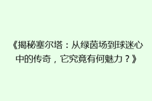《揭秘塞尔塔：从绿茵场到球迷心中的传奇，它究竟有何魅力？》