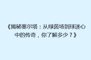 《揭秘塞尔塔：从绿茵场到球迷心中的传奇，你了解多少？》