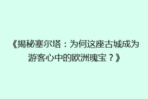 《揭秘塞尔塔：为何这座古城成为游客心中的欧洲瑰宝？》