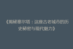 《揭秘塞尔塔：这座古老城市的历史秘密与现代魅力》