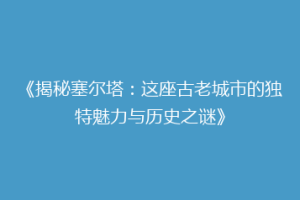 《揭秘塞尔塔：这座古老城市的独特魅力与历史之谜》