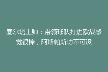 塞尔塔主帅:带领球队打进欧战感觉很棒,阿斯帕斯功不可没