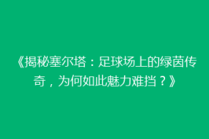 《揭秘塞尔塔：足球场上的绿茵传奇，为何如此魅力难挡？》