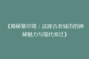 《揭秘塞尔塔：这座古老城市的神秘魅力与现代变迁》