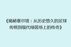 《揭秘塞尔塔：从历史悠久的足球传统到现代绿茵场上的传奇》