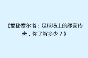 《揭秘塞尔塔：足球场上的绿茵传奇，你了解多少？》