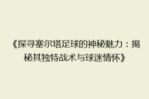 《探寻塞尔塔足球的神秘魅力：揭秘其独特战术与球迷情怀》