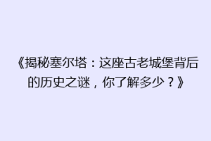 《揭秘塞尔塔：这座古老城堡背后的历史之谜，你了解多少？》